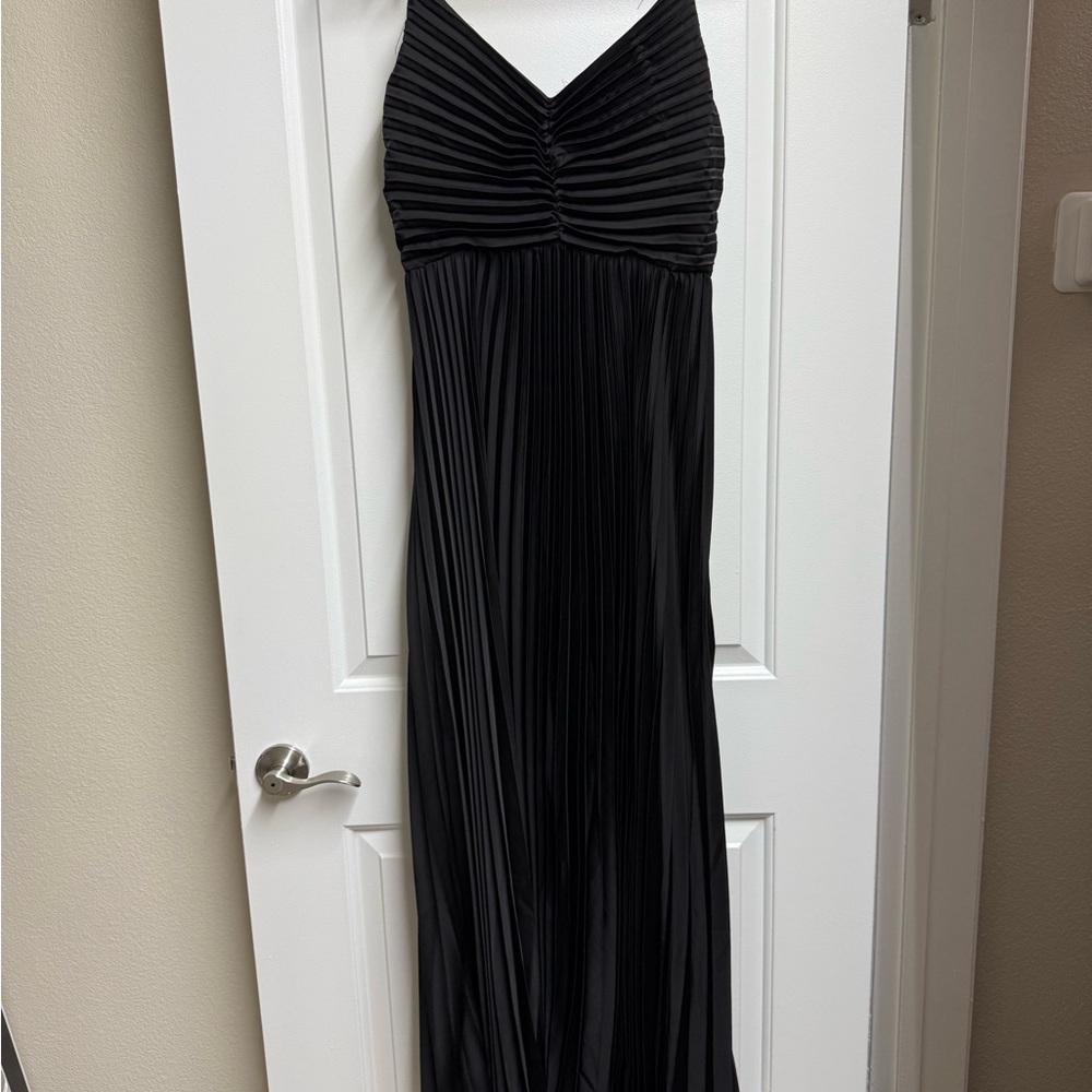 Petal & Pup Black Pleated Spaghetti Strap Maxi Dress - Picture 3 of 5